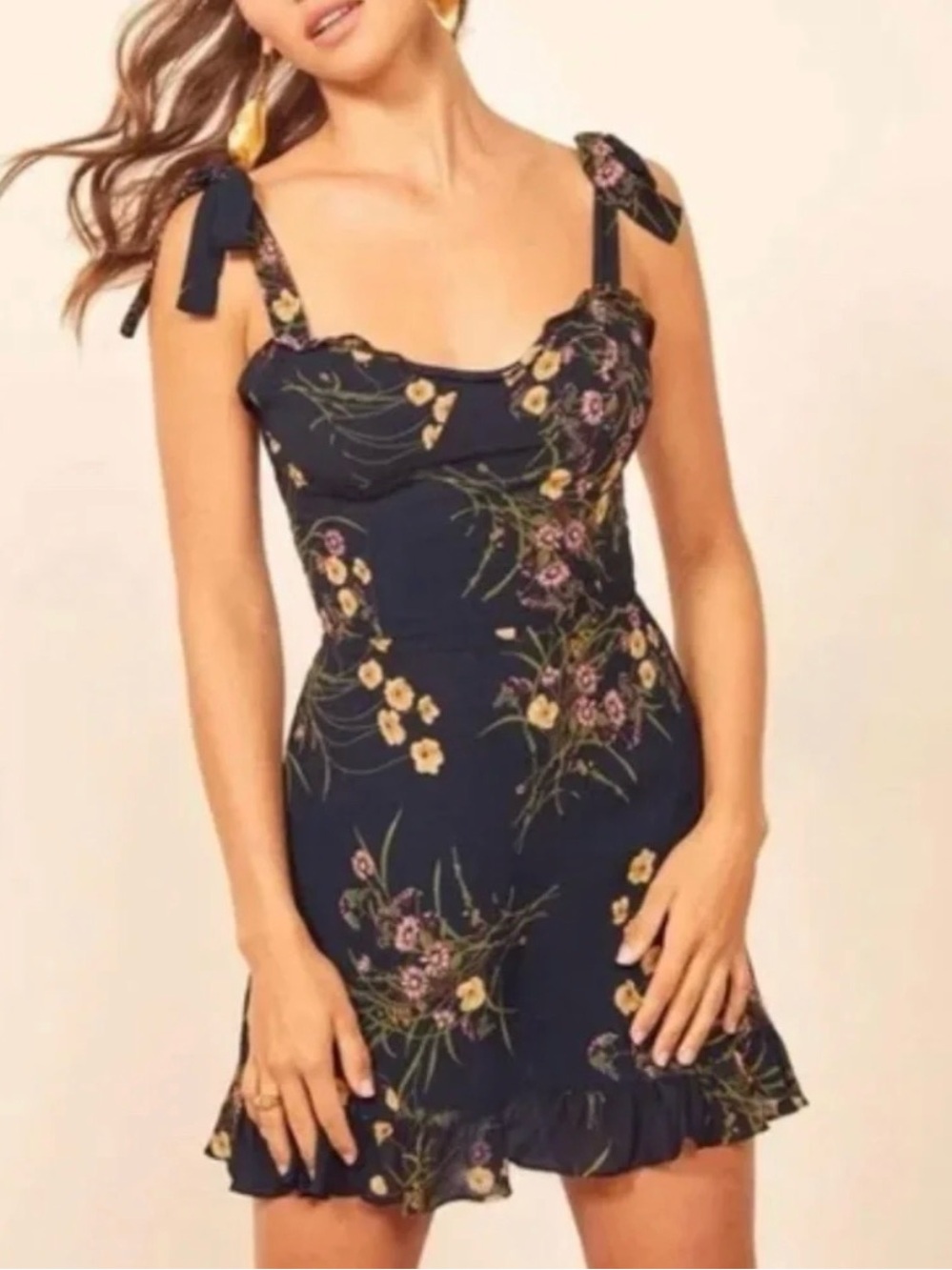 Reformation christine Dress mademoiselle Floral Tie-Shoulder Mini Dress size 0